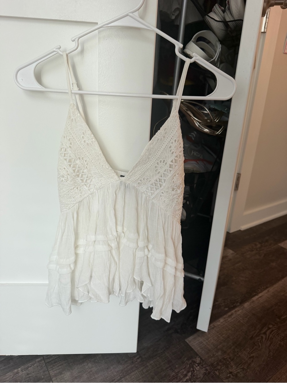 fab'rik White Crochet V-Neck Camisole Tank
